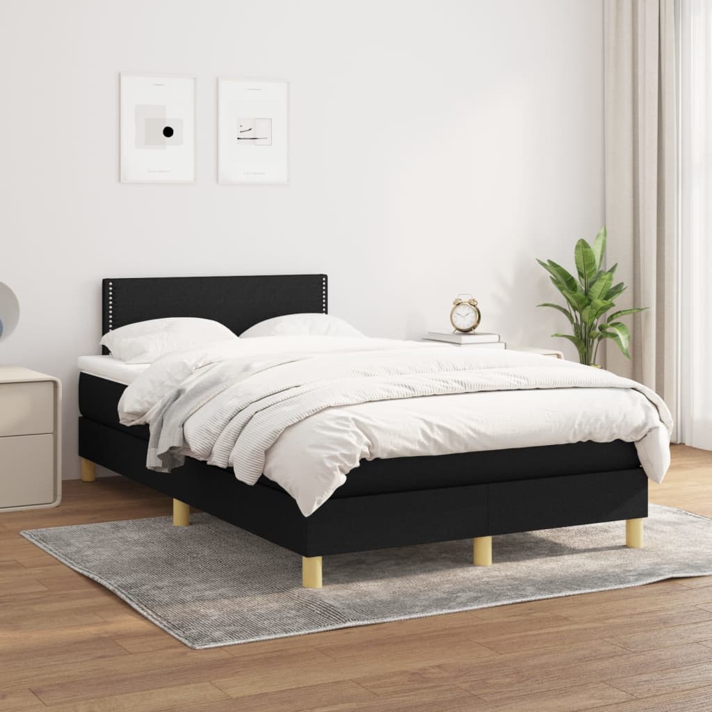 Boxspring met matras stof zwart 120x200 cm is nu te koop bij PeponiXL, paradijselijk wonen!