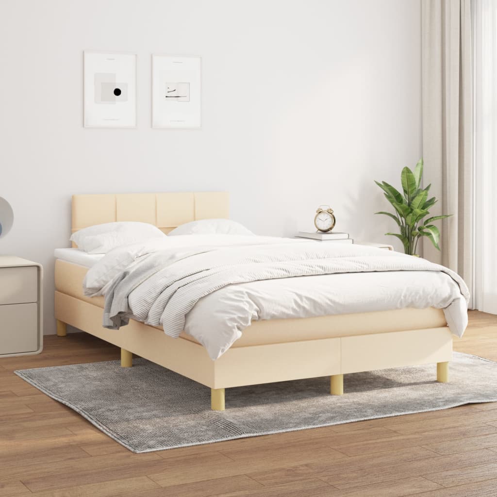 Boxspring met matras stof crèmekleurig 120x200 cm is nu te koop bij PeponiXL, paradijselijk wonen!