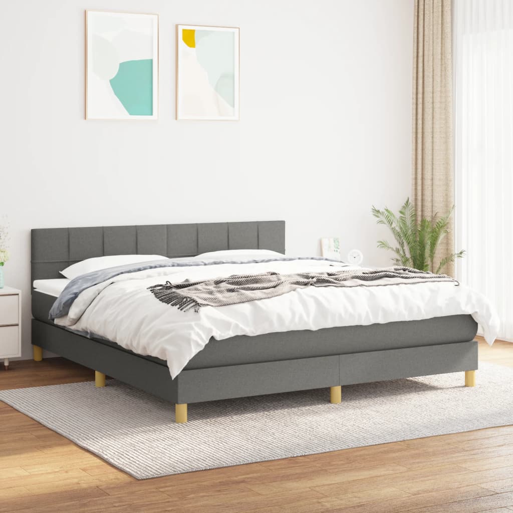 Boxspring met matras stof donkergrijs 160x200 cm is nu te koop bij PeponiXL, paradijselijk wonen!