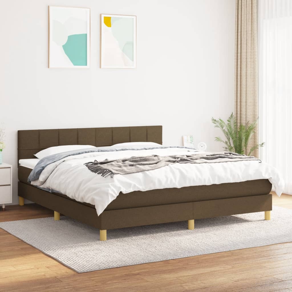 Boxspring met matras stof donkerbruin 160x200 cm is nu te koop bij PeponiXL, paradijselijk wonen!