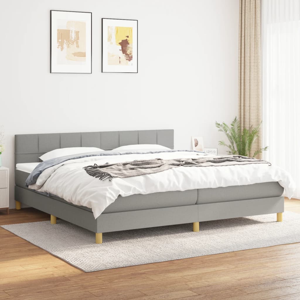 Boxspring met matras stof lichtgrijs 200x200 cm is nu te koop bij PeponiXL, paradijselijk wonen!