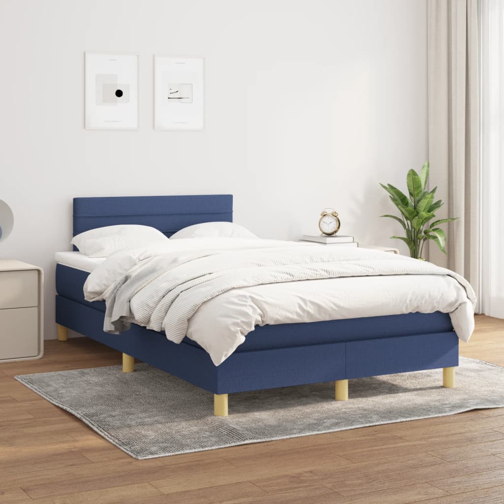 Boxspring met matras stof blauw 120x200 cm is nu te koop bij PeponiXL, paradijselijk wonen!
