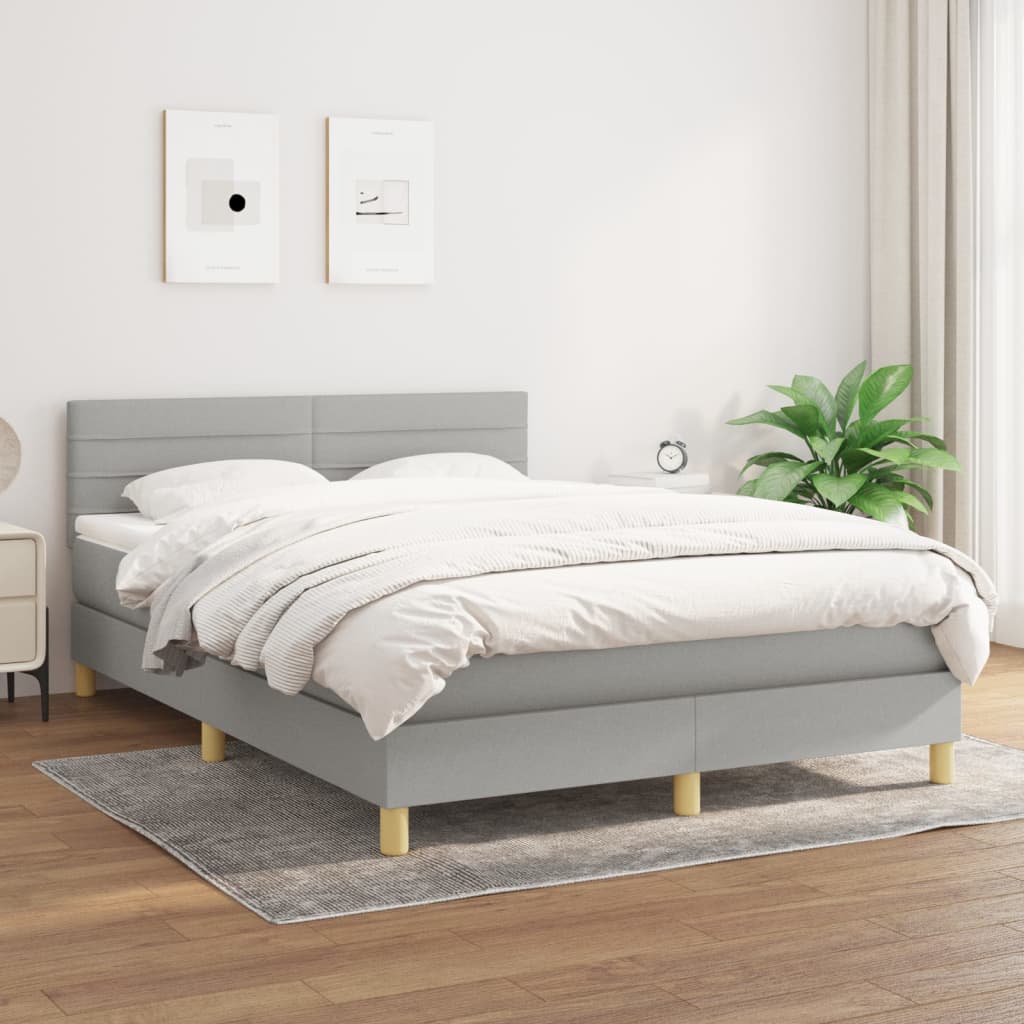 Boxspring met matras stof lichtgrijs 140x190 cm is nu te koop bij PeponiXL, paradijselijk wonen!