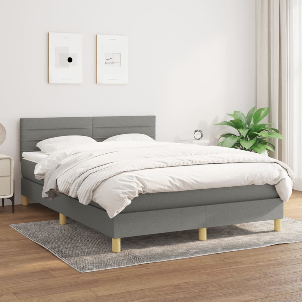 Boxspring met matras stof donkergrijs 140x190 cm is nu te koop bij PeponiXL, paradijselijk wonen!