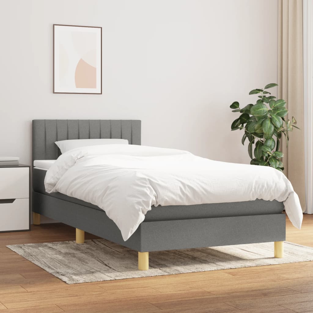 Boxspring met matras stof donkergrijs 90x200 cm is nu te koop bij PeponiXL, paradijselijk wonen!