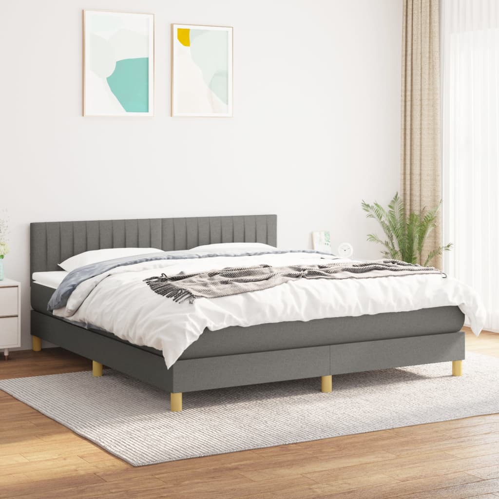Boxspring met matras stof donkergrijs 160x200 cm is nu te koop bij PeponiXL, paradijselijk wonen!