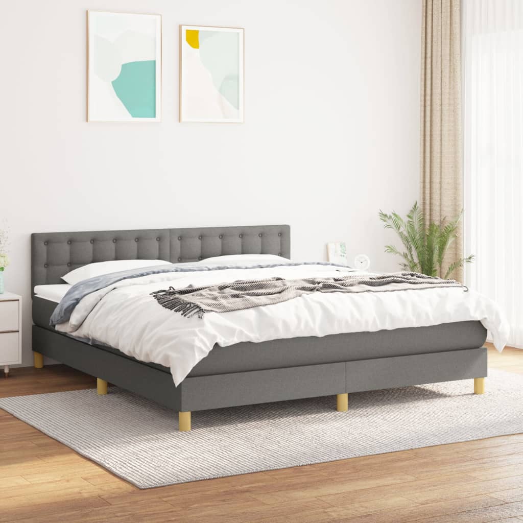 Boxspring met matras stof donkergrijs 160x200 cm is nu te koop bij PeponiXL, paradijselijk wonen!