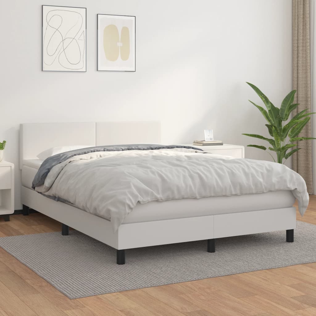 Boxspring met matras kunstleer wit 140x190 cm is nu te koop bij PeponiXL, paradijselijk wonen!