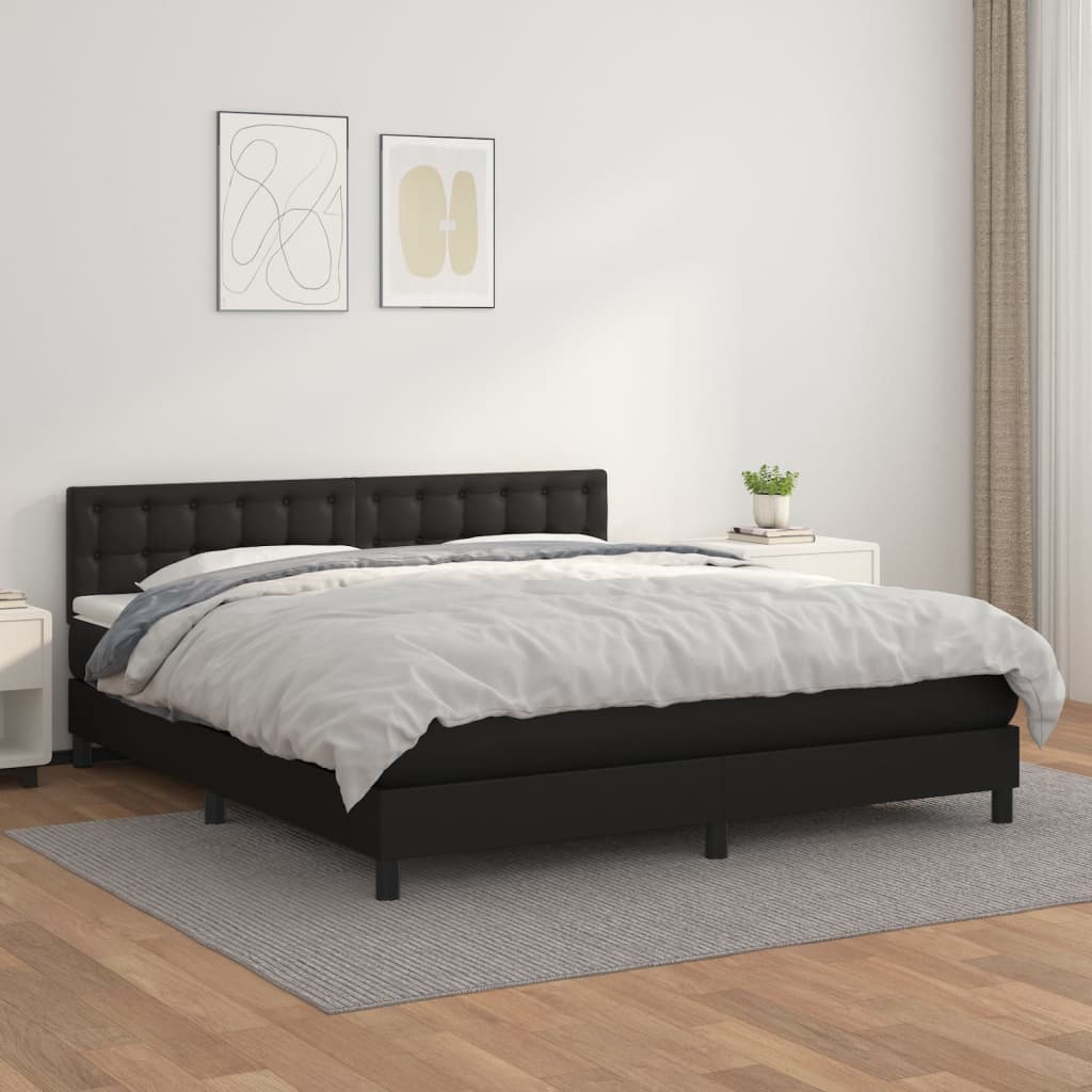 Boxspring met matras kunstleer zwart 180x200 cm is nu te koop bij PeponiXL, paradijselijk wonen!