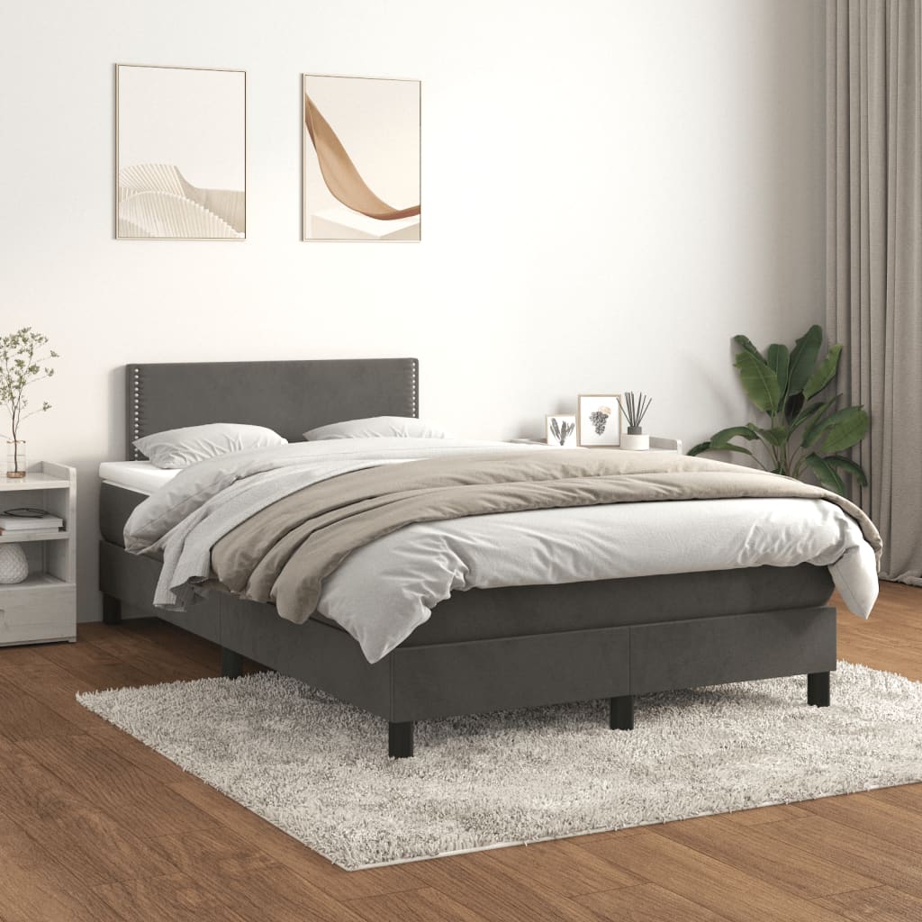 Boxspring met matras fluweel donkergrijs 120x200 cm is nu te koop bij PeponiXL, paradijselijk wonen!