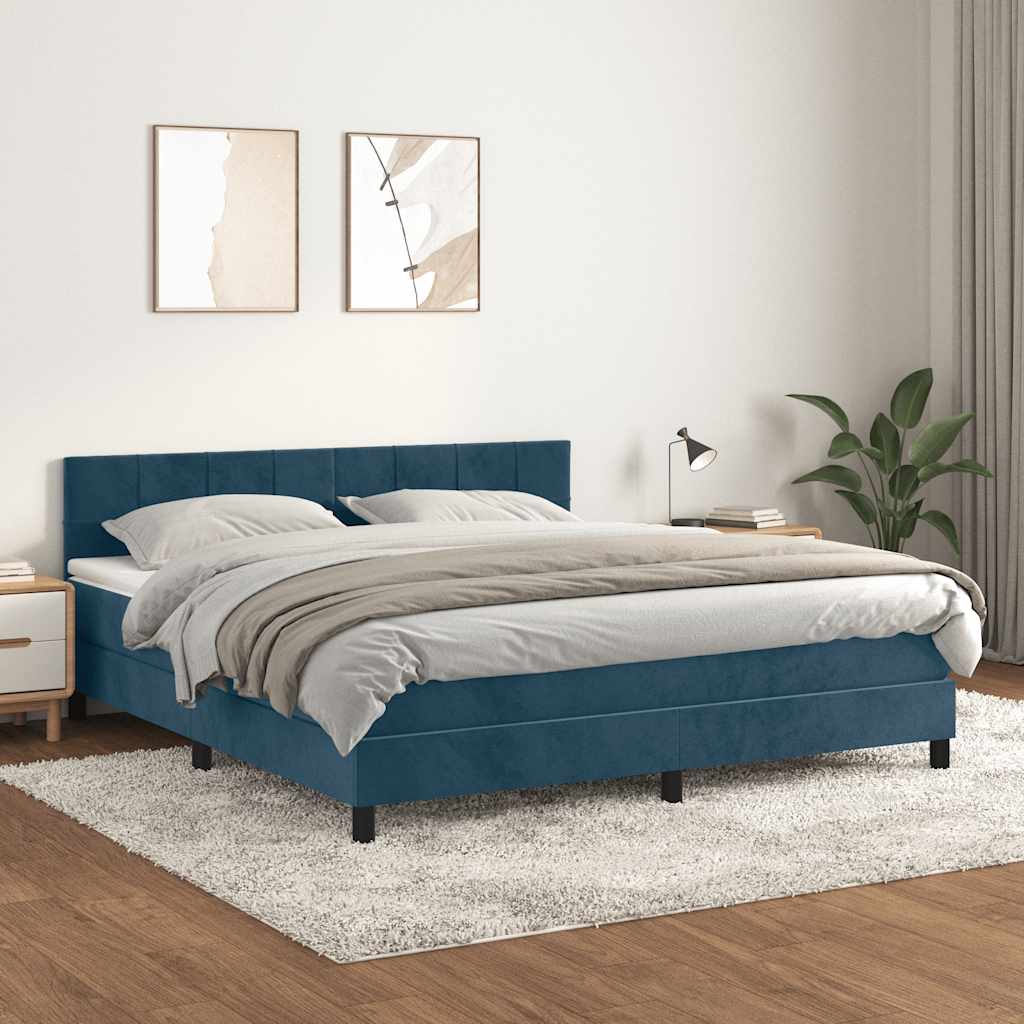 Boxspring met matras fluweel donkerblauw 180x200 cm is nu te koop bij PeponiXL, paradijselijk wonen!