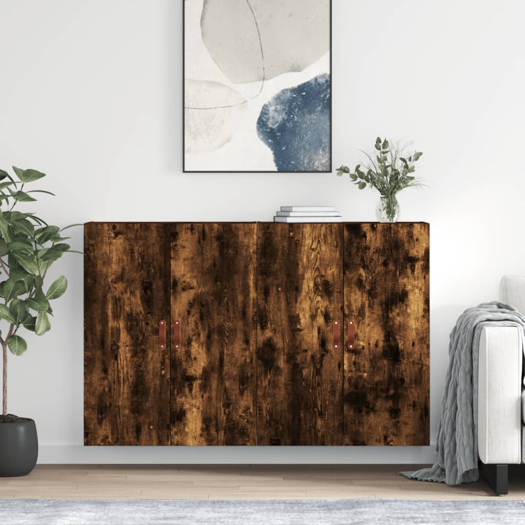 Hangkasten 2 st 69,5x34x90 cm gerookt eikenkleurig is nu te koop bij PeponiXL, paradijselijk wonen!