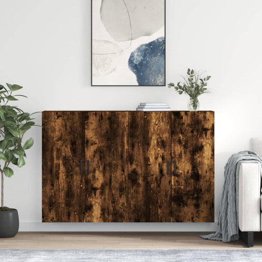 vidaXL Hangkasten 2 st 69,5x34x90 cm gerookt eikenkleurig