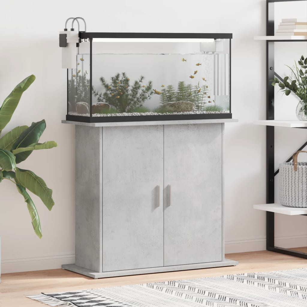 Aquariumstandaard Betongrijs 81x36x73 cm Bewerkt hout is nu te koop bij PeponiXL, paradijselijk wonen!