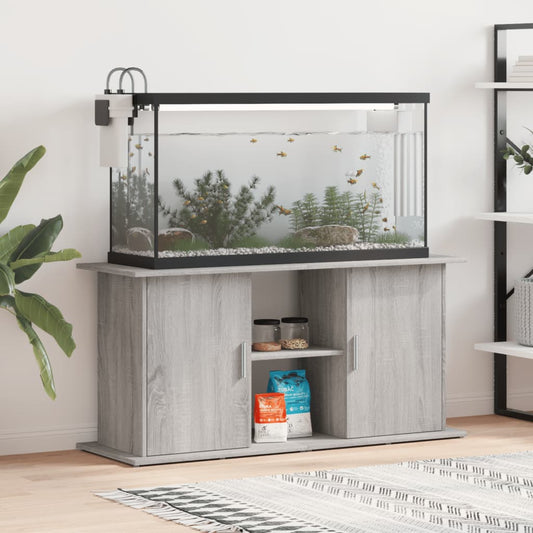 Aquariumstandaard 121x41x58 cm bewerkt hout grijs sonoma eiken is nu te koop bij PeponiXL, paradijselijk wonen!