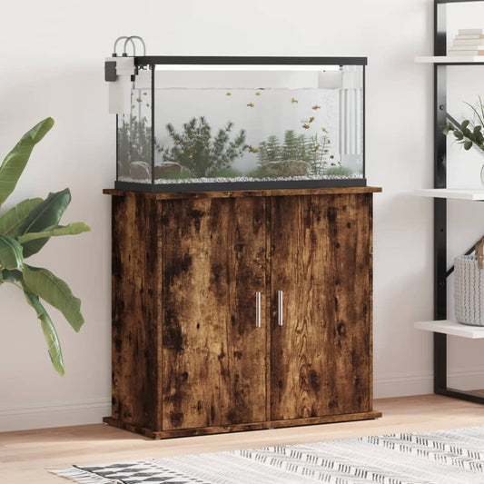 Aquariumstandaard 81x36x73 cm bewerkt hout gerookt eikenkleurig is nu te koop bij PeponiXL, paradijselijk wonen!