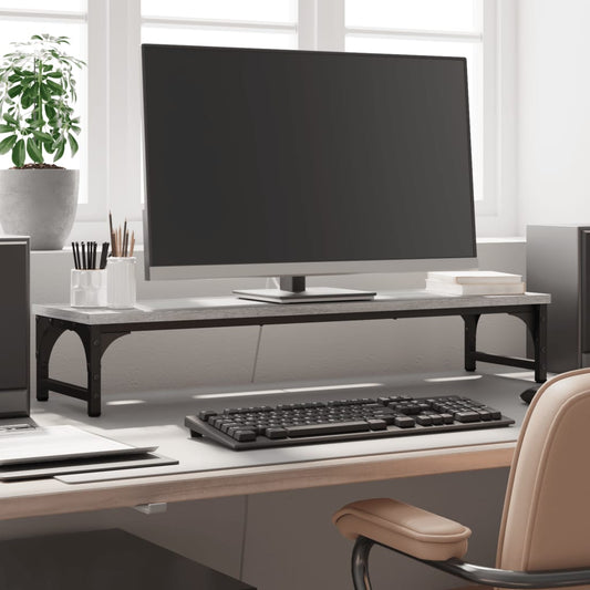 Monitorstandaard 85x23x15,5 cm bewerkt hout grijs sonoma eiken is nu te koop bij PeponiXL, paradijselijk wonen!