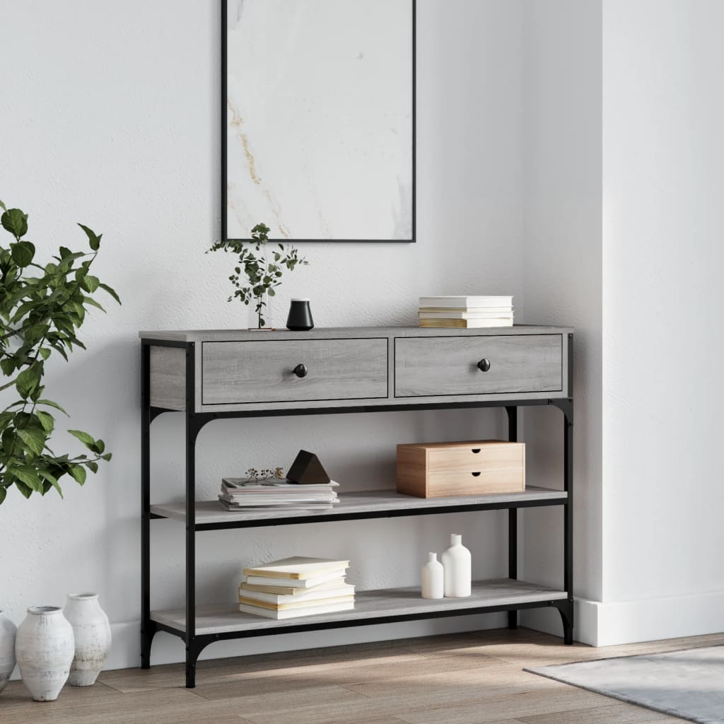 Wandtafel 100x25x75 cm bewerkt hout grijs sonoma eikenkleurig is nu te koop bij PeponiXL, paradijselijk wonen!