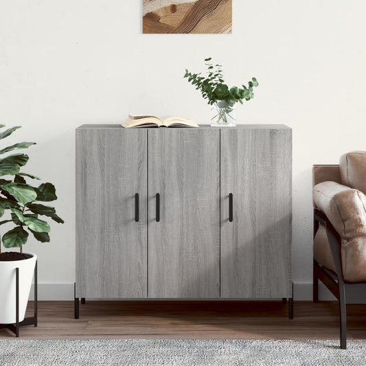 Dressoir 90x34x80 cm bewerkt hout grijs sonoma eikenkleurig is nu te koop bij PeponiXL, paradijselijk wonen!