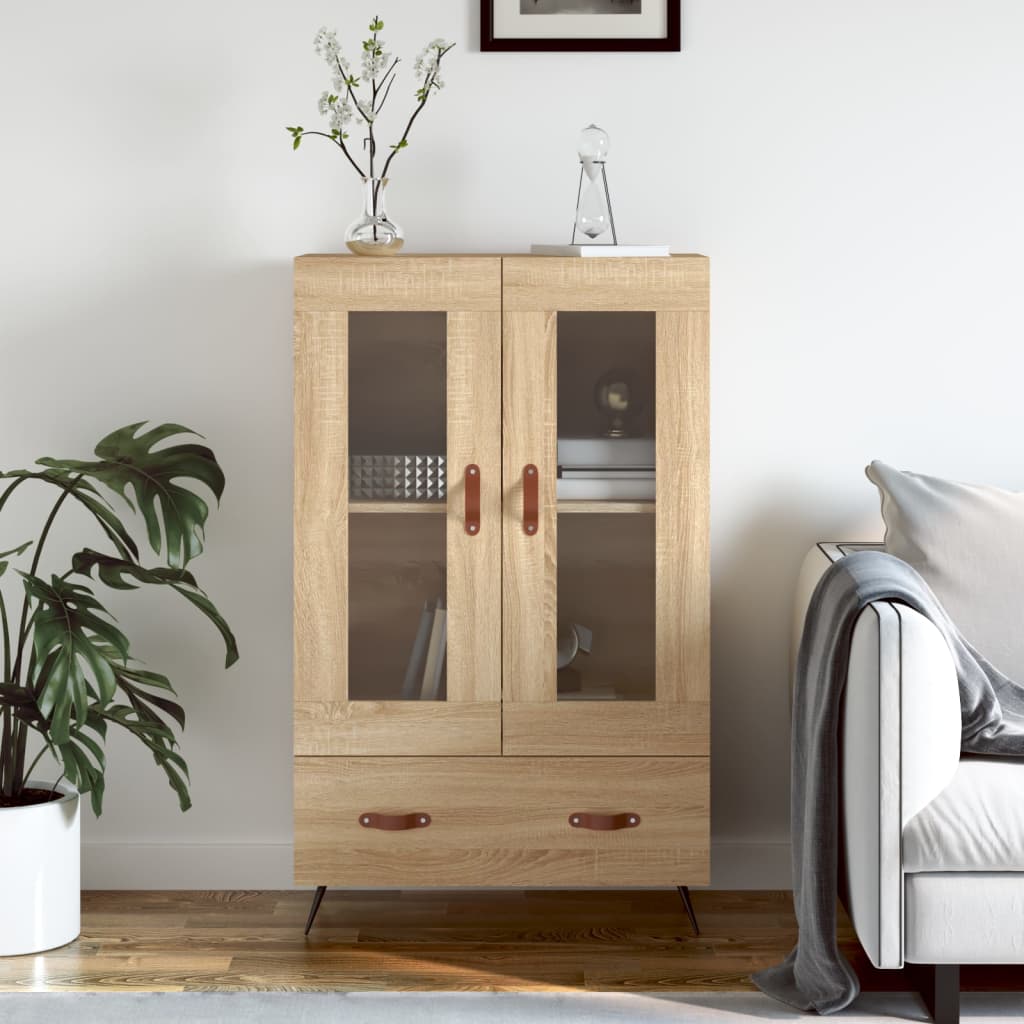 Hoge kast 69,5x31x115 cm bewerkt hout sonoma eikenkleurig is nu te koop bij PeponiXL, paradijselijk wonen!