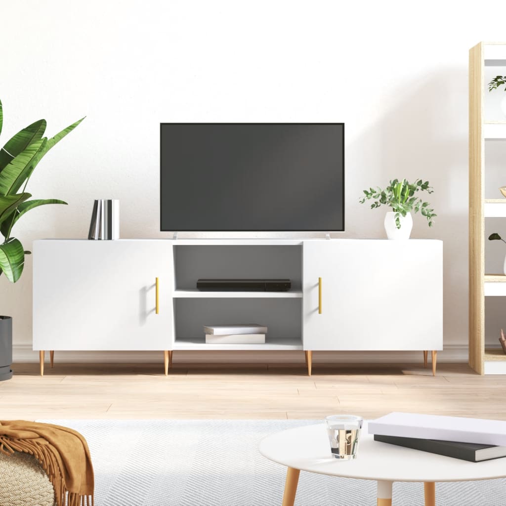 Tv-meubel 150x30x50 cm bewerkt hout wit is nu te koop bij PeponiXL, paradijselijk wonen!