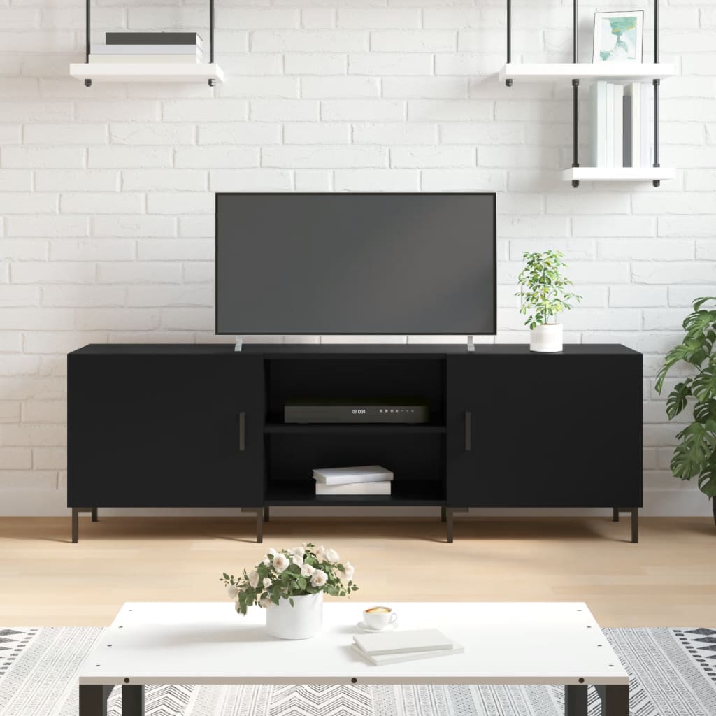 Tv-meubel 150x30x50 cm bewerkt hout zwart is nu te koop bij PeponiXL, paradijselijk wonen!