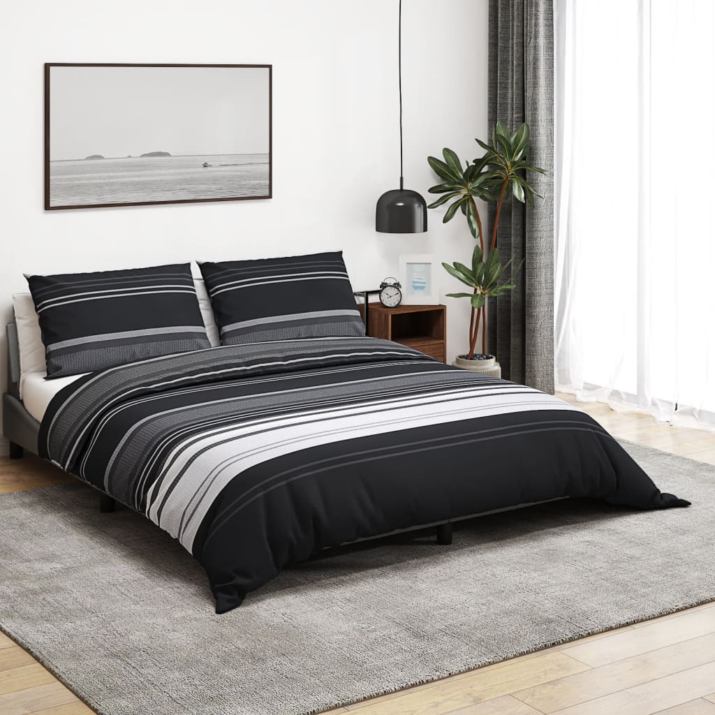 Dekbedovertrekset 220x240 cm katoen zwart en wit is nu te koop bij PeponiXL, paradijselijk wonen!