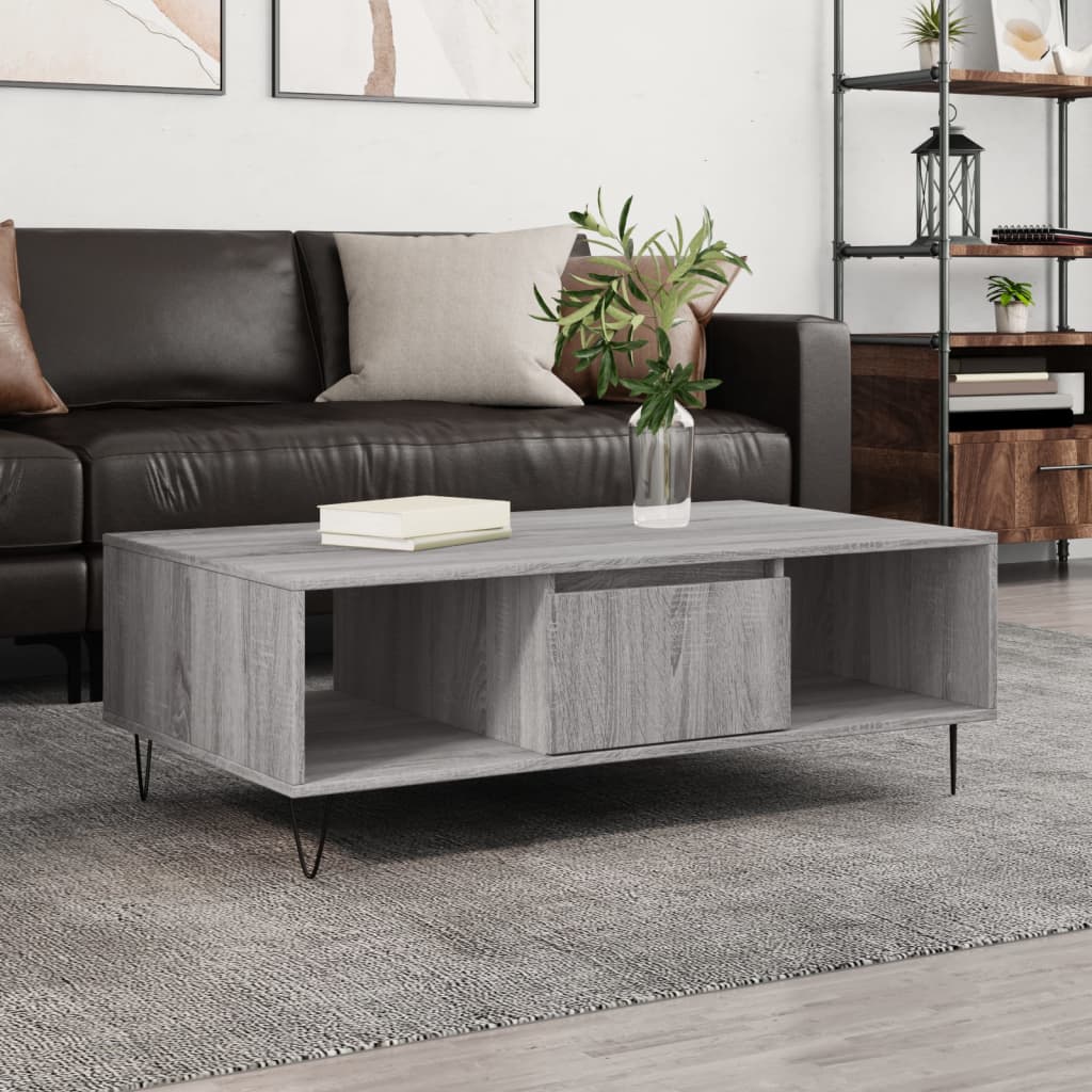 Salontafel 104x60x35 cm bewerkt hout grijs sonoma is nu te koop bij PeponiXL, paradijselijk wonen!