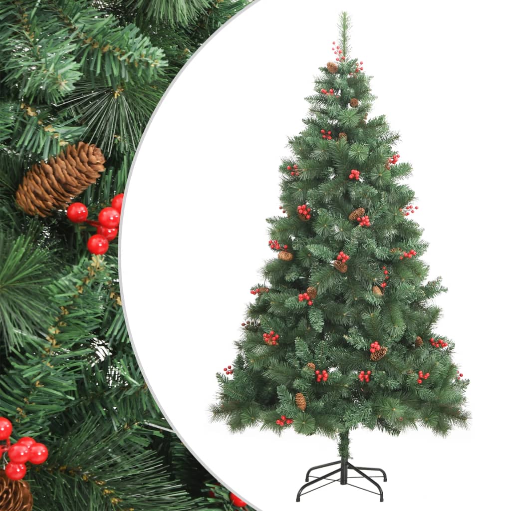 Kunstkerstboom met scharnieren dennenappels en bessen 180 cm is nu te koop bij PeponiXL, paradijselijk wonen!