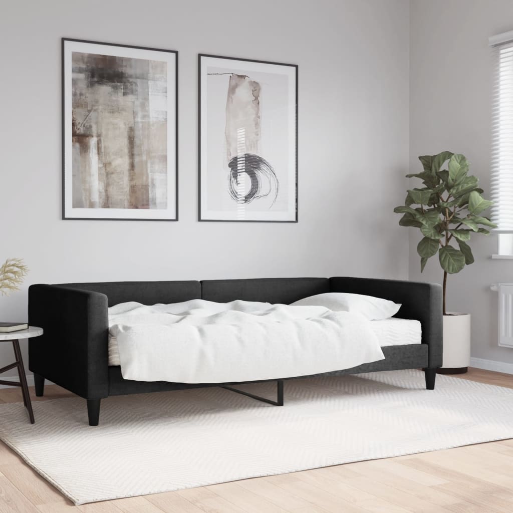 Slaapbank met matras 100x200 cm stof zwart is nu te koop bij PeponiXL, paradijselijk wonen!