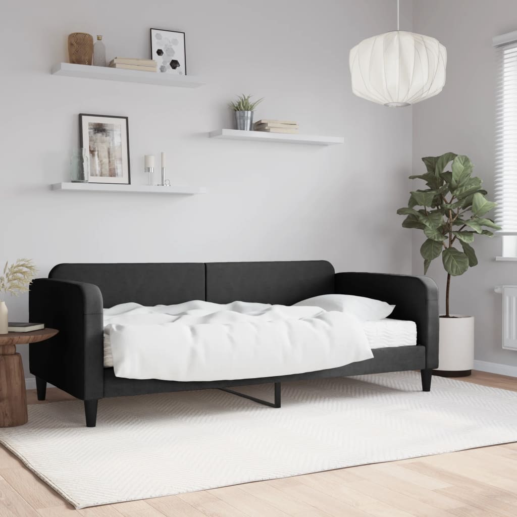 Slaapbank met matras 90x200 cm stof zwart is nu te koop bij PeponiXL, paradijselijk wonen!