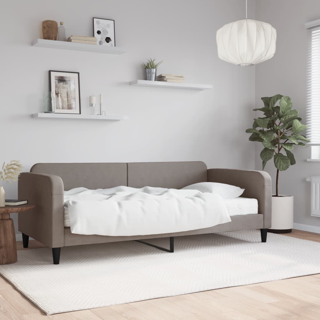 Slaapbank met matras 90x200 cm stof taupe is nu te koop bij PeponiXL, paradijselijk wonen!