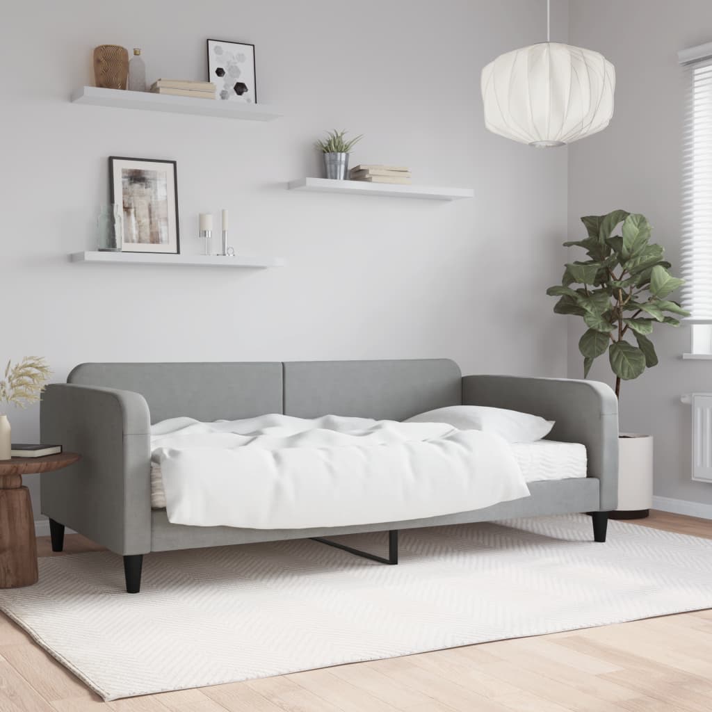 Slaapbank met matras 100x200 cm stof lichtgrijs is nu te koop bij PeponiXL, paradijselijk wonen!