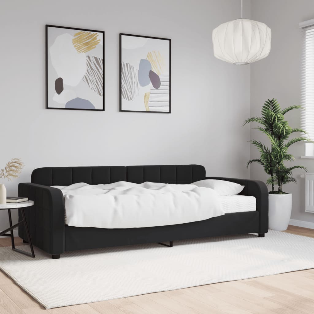 Slaapbank met matras 90x190 cm fluweel zwart is nu te koop bij PeponiXL, paradijselijk wonen!
