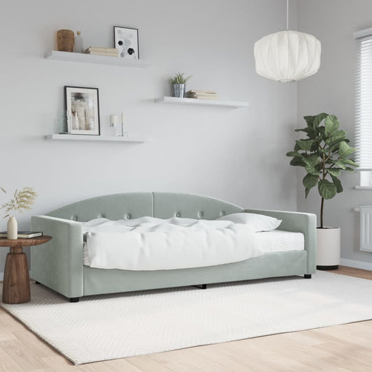 Slaapbank met matras 90x190 cm fluweel lichtgrijs is nu te koop bij PeponiXL, paradijselijk wonen!