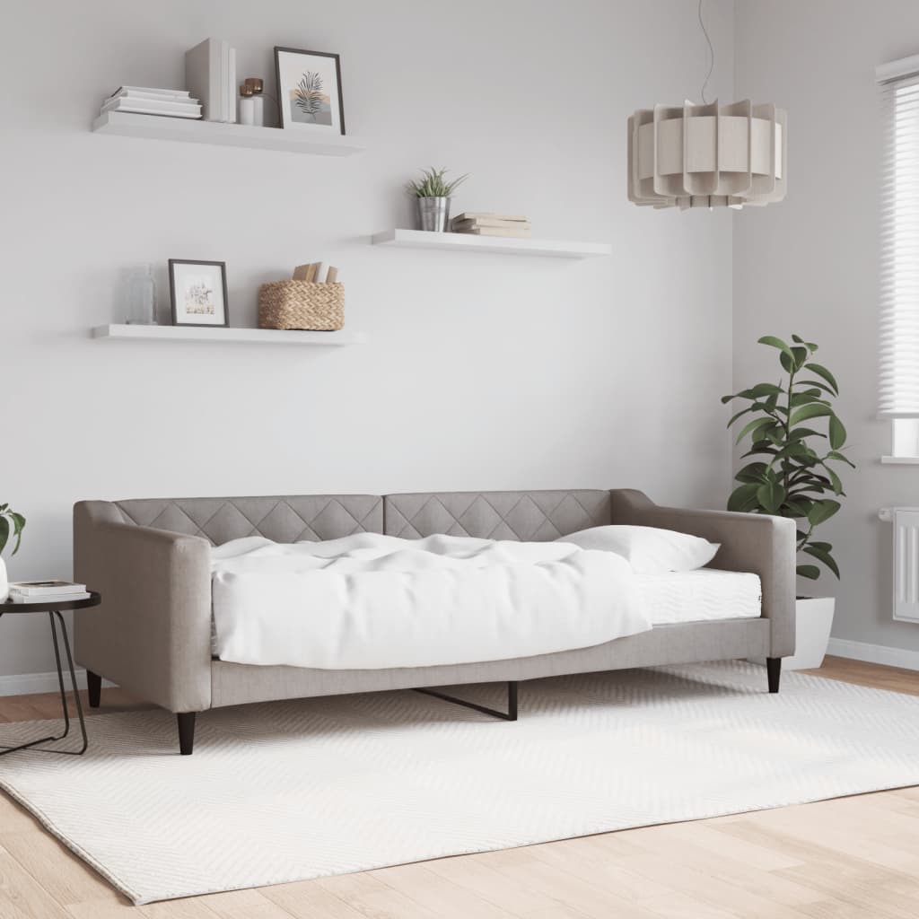 Slaapbank met matras 90x200 cm stof taupe is nu te koop bij PeponiXL, paradijselijk wonen!