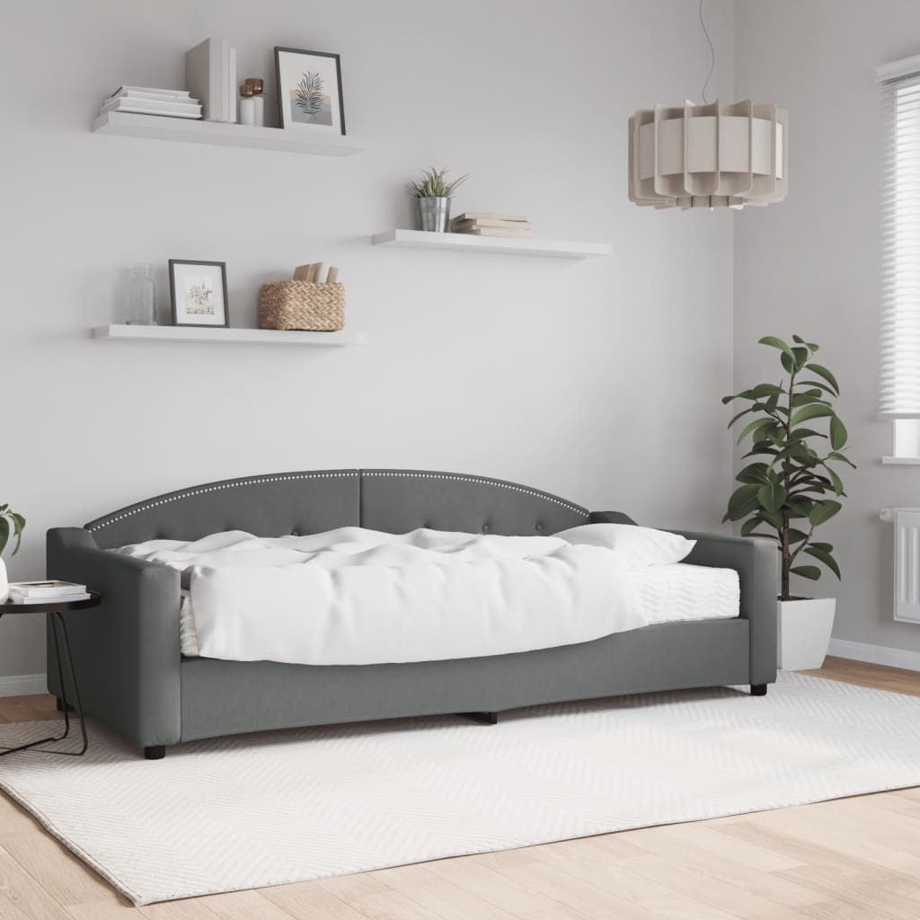 Slaapbank met matras 90x200 cm stof donkergrijs is nu te koop bij PeponiXL, paradijselijk wonen!