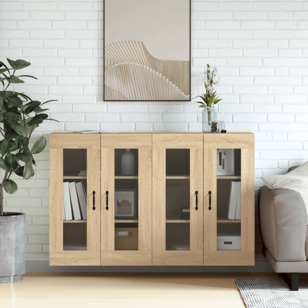 Hangkasten 2 st bewerkt hout sonoma eikenkleurig is nu te koop bij PeponiXL, paradijselijk wonen!