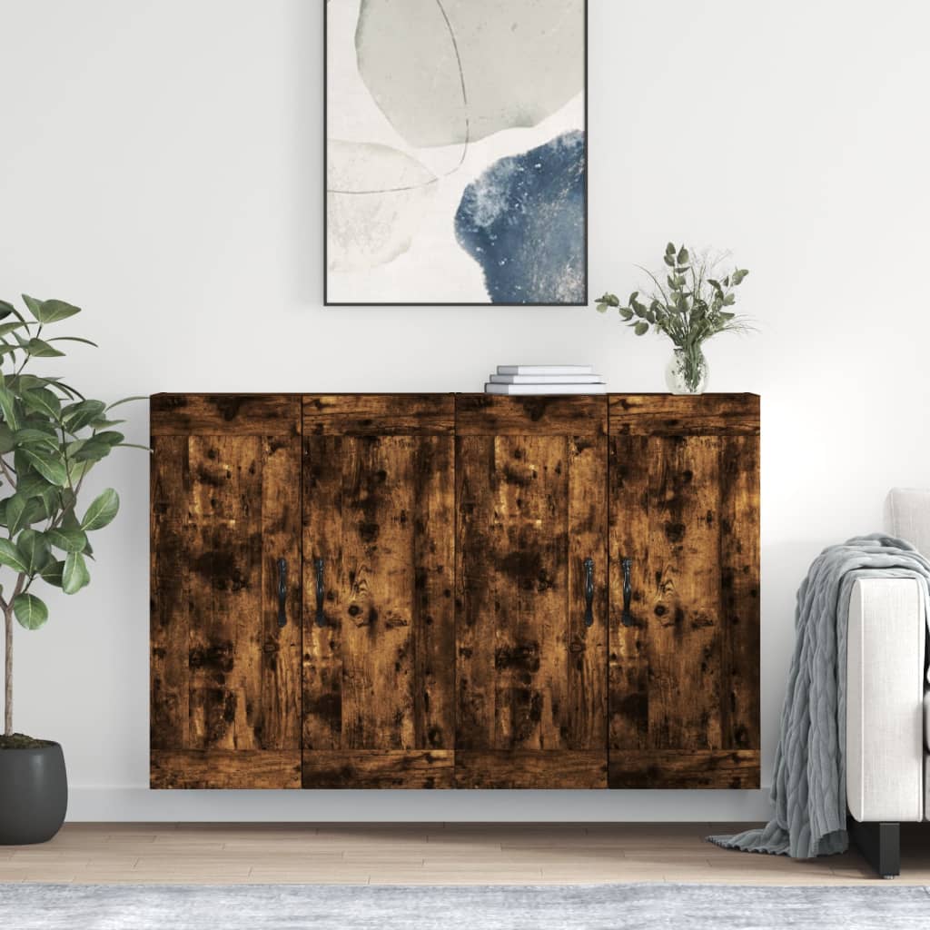 Hangkasten 2 st bewerkt hout gerookt eikenkleurig is nu te koop bij PeponiXL, paradijselijk wonen!