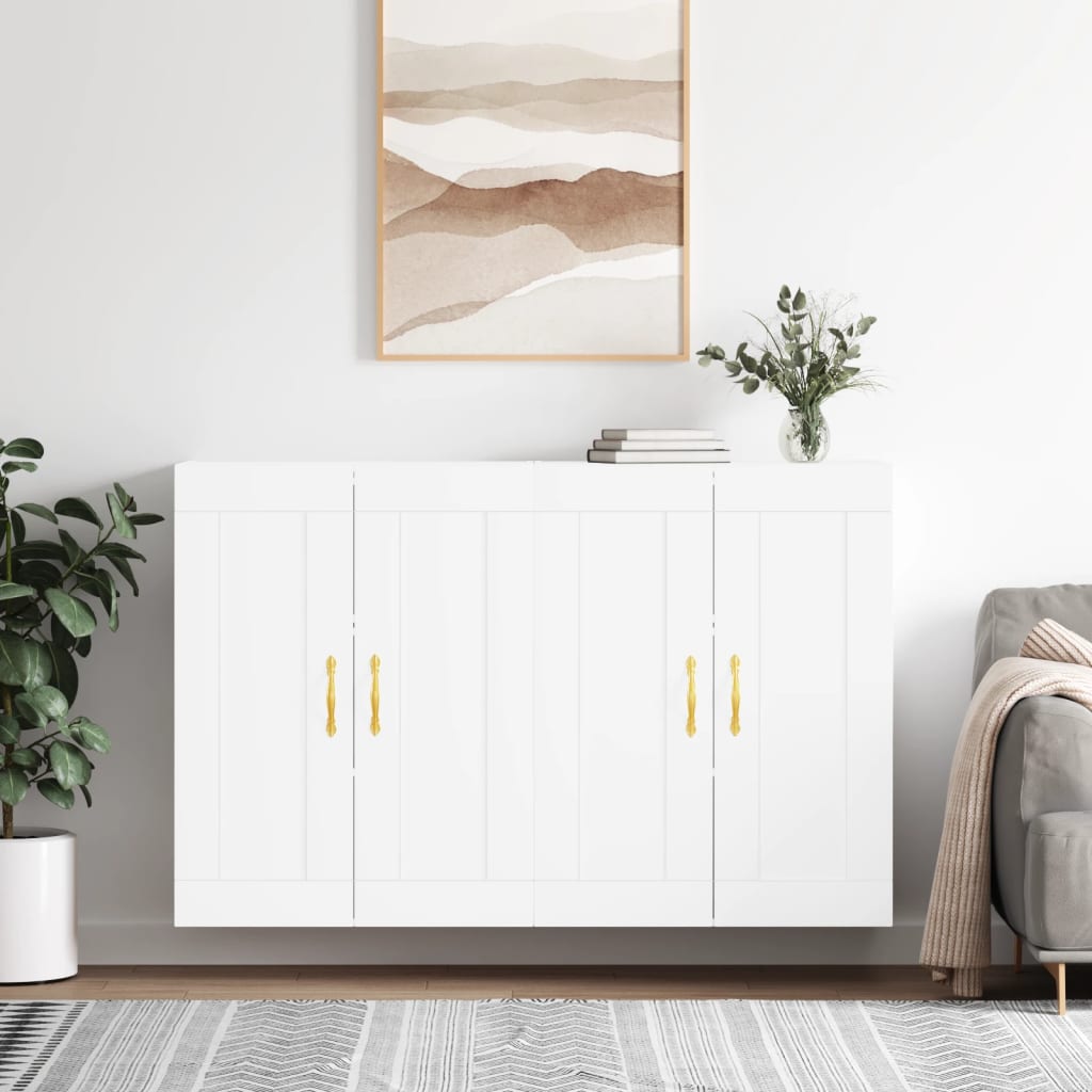 Hangkasten 2 st bewerkt hout wit is nu te koop bij PeponiXL, paradijselijk wonen!
