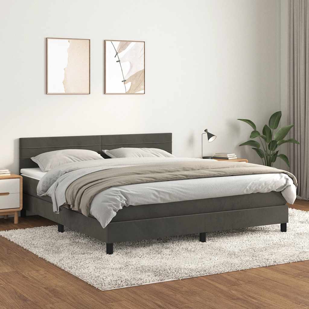 Boxspring met matras fluweel donkergrijs 180x200 cm is nu te koop bij PeponiXL, paradijselijk wonen!