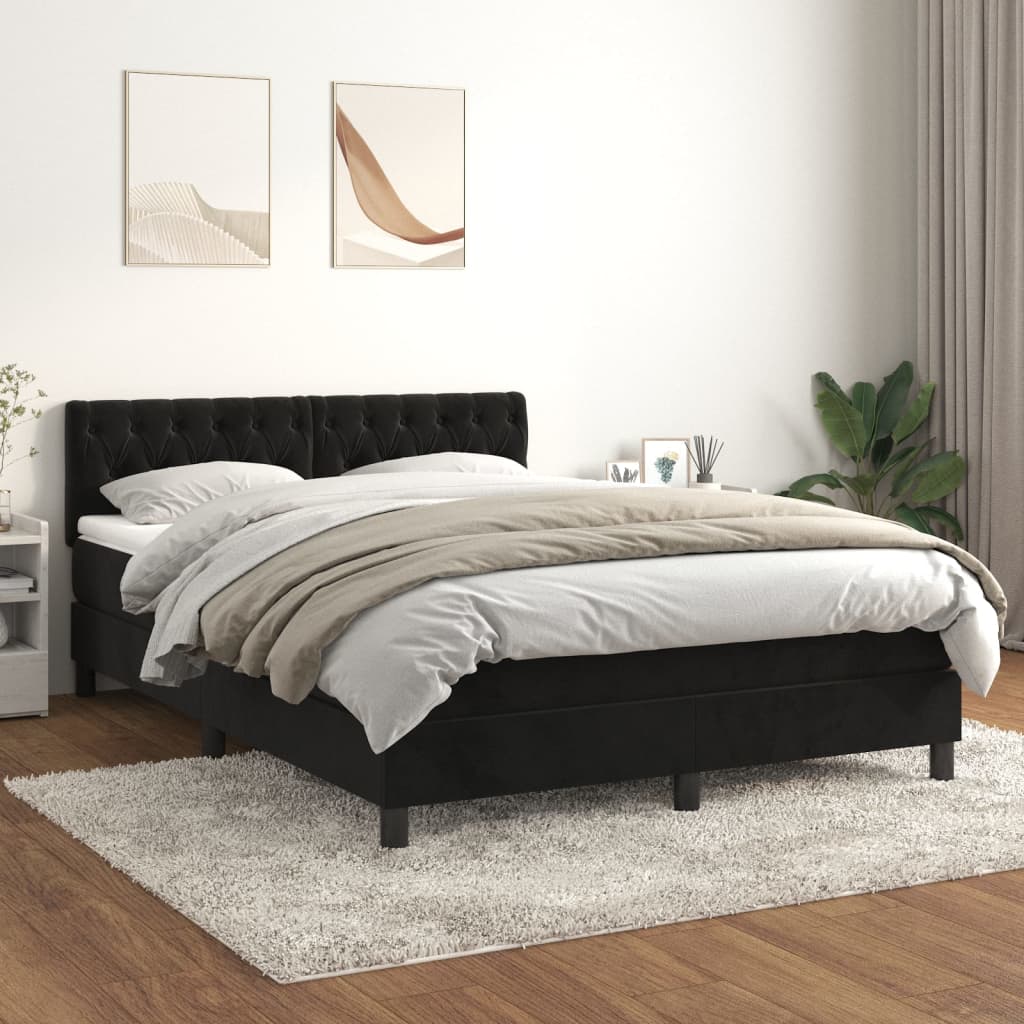Boxspring met matras fluweel zwart 140x200 cm is nu te koop bij PeponiXL, paradijselijk wonen!