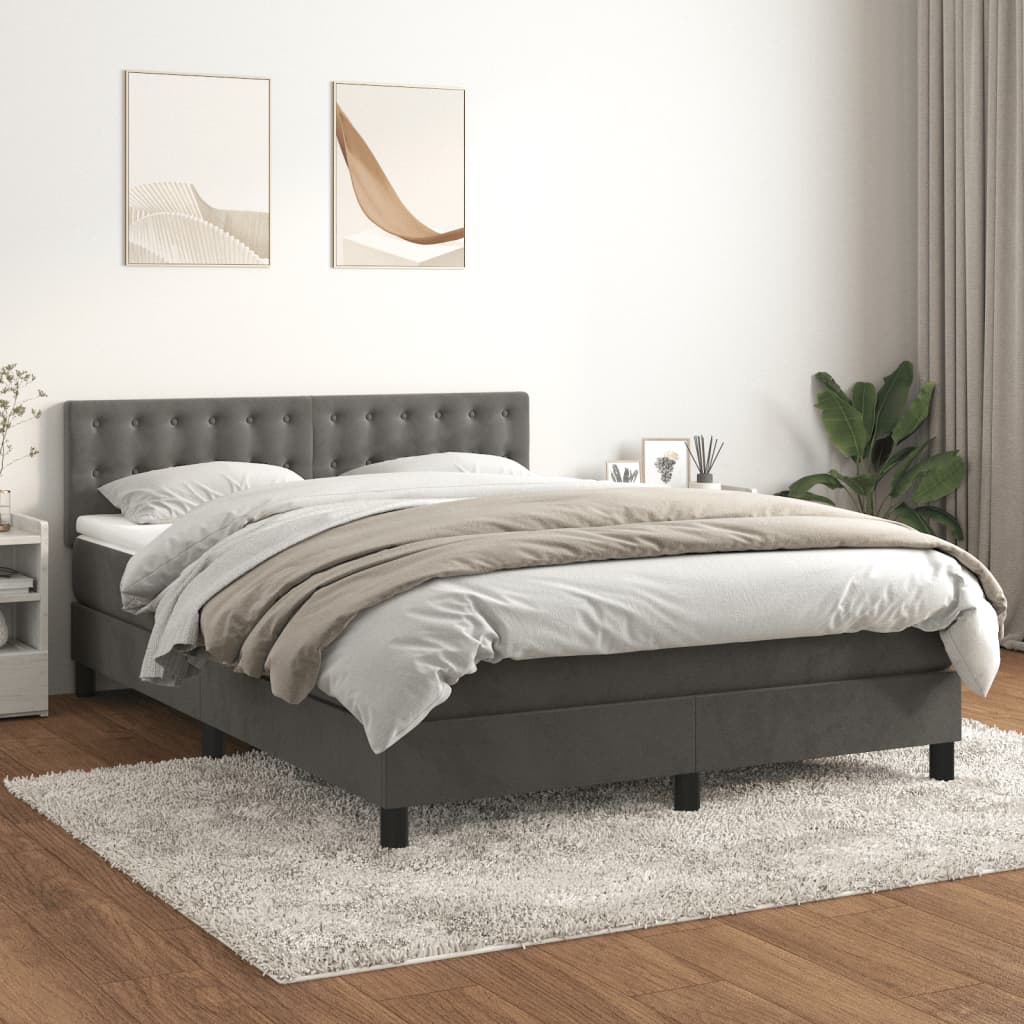 Boxspring met matras fluweel donkergrijs 140x200 cm is nu te koop bij PeponiXL, paradijselijk wonen!