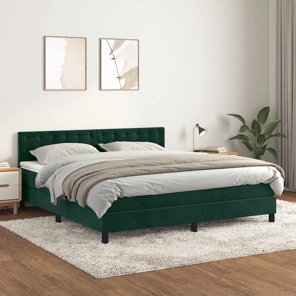 Boxspring met matras fluweel donkergroen 180x200 cm is nu te koop bij PeponiXL, paradijselijk wonen!