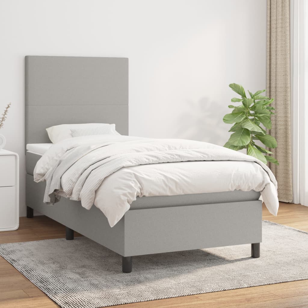 Boxspring met matras stof lichtgrijs 80x200 cm is nu te koop bij PeponiXL, paradijselijk wonen!