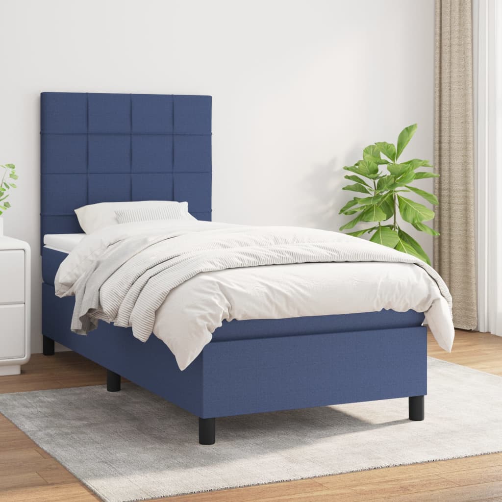 Boxspring met matras stof blauw 80x200 cm is nu te koop bij PeponiXL, paradijselijk wonen!