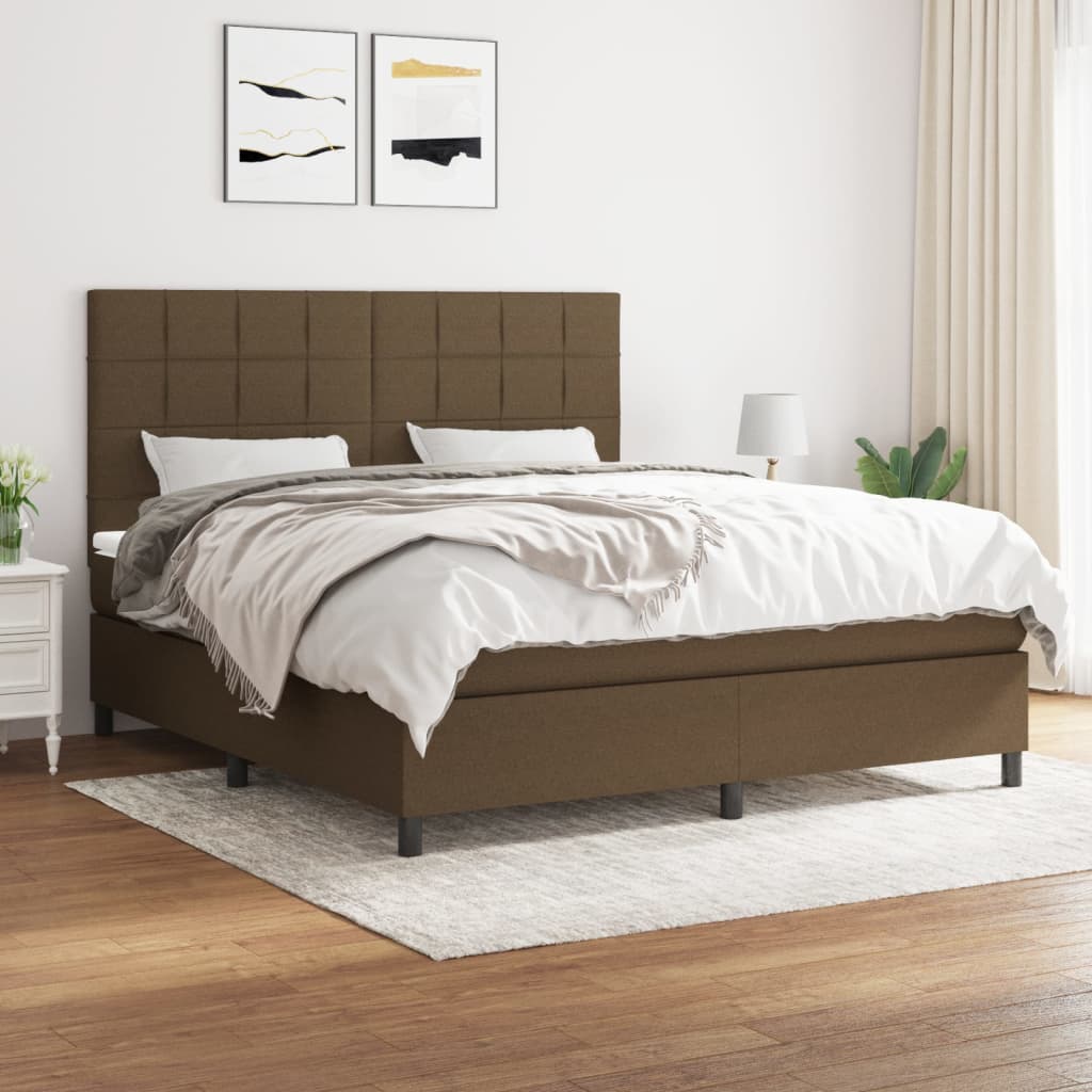 Boxspring met matras stof donkerbruin 160x200 cm is nu te koop bij PeponiXL, paradijselijk wonen!