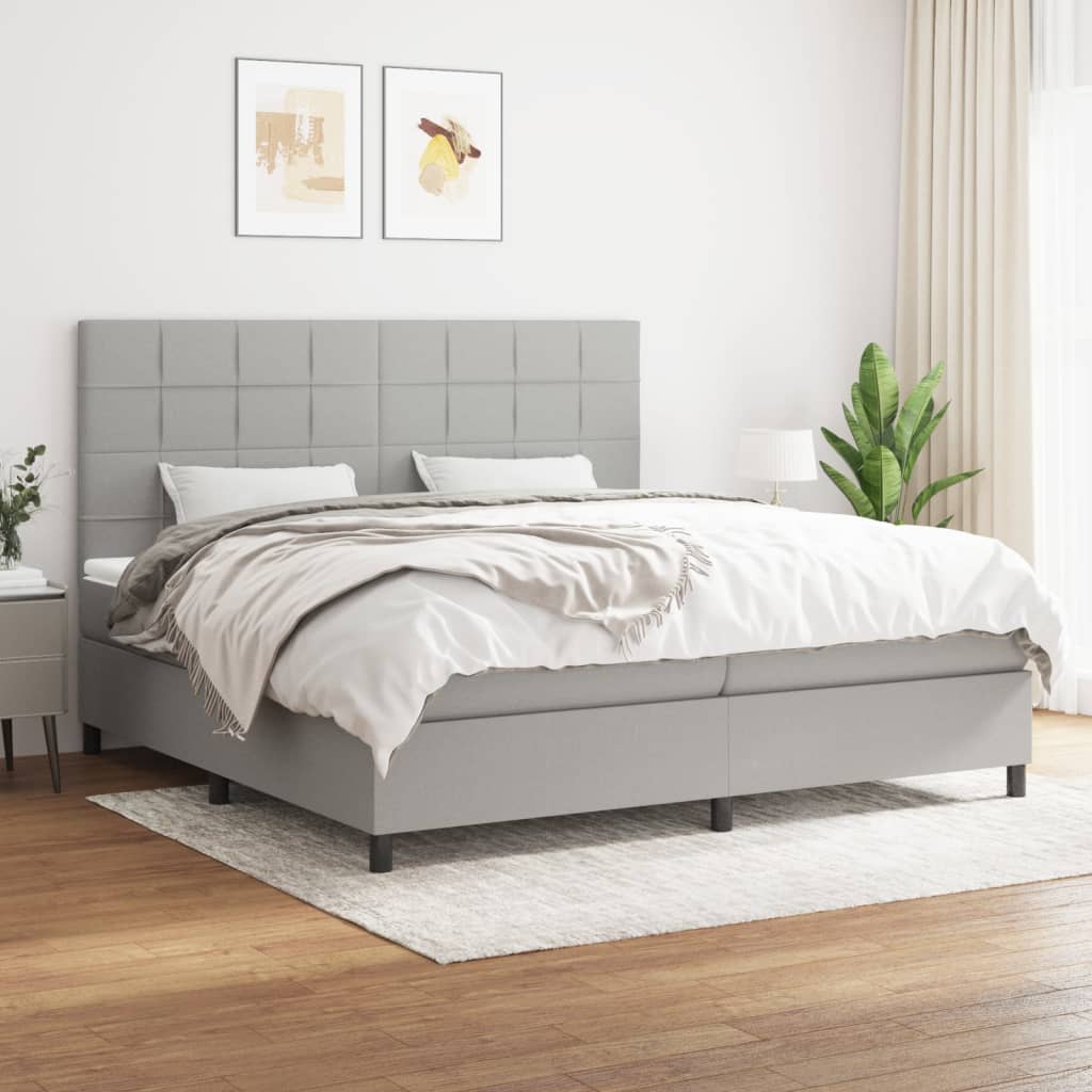 Boxspring met matras stof lichtgrijs 200x200 cm is nu te koop bij PeponiXL, paradijselijk wonen!