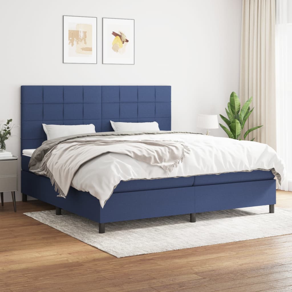 Boxspring met matras stof blauw 200x200 cm is nu te koop bij PeponiXL, paradijselijk wonen!