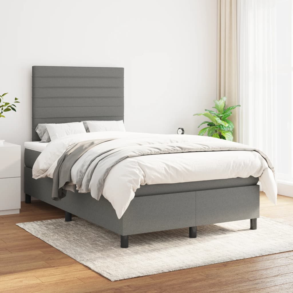 Boxspring met matras stof donkergrijs 120x200 cm is nu te koop bij PeponiXL, paradijselijk wonen!